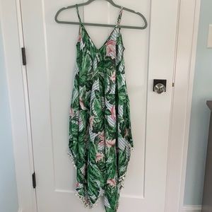 Palm tree and pom pom cover up